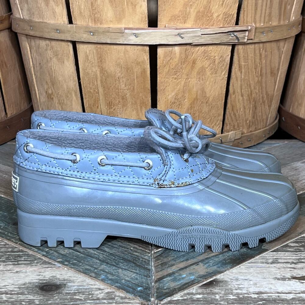 Sperry Heron Seal Low Gray Quilted Leather Waterproof Duck Shoes Women Size 6.5